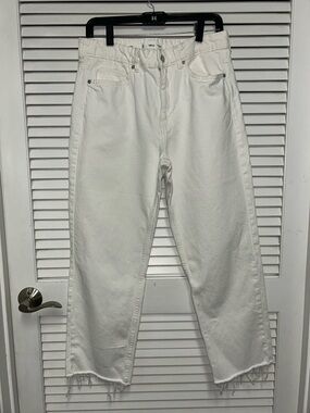 MNG Mango BLANCA Cropped Straight Fit Raw Edge Womens Jeans